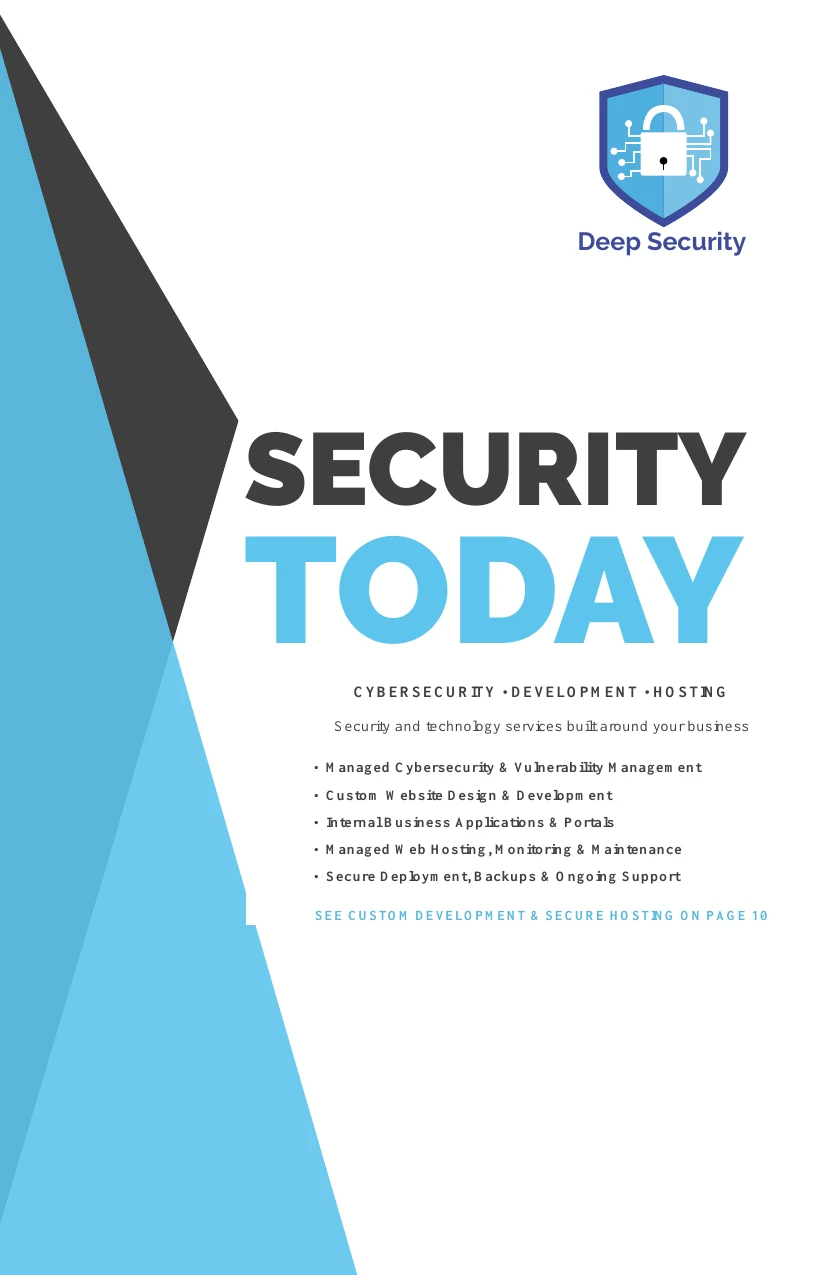Cover of the Deep Security Security Today brochure