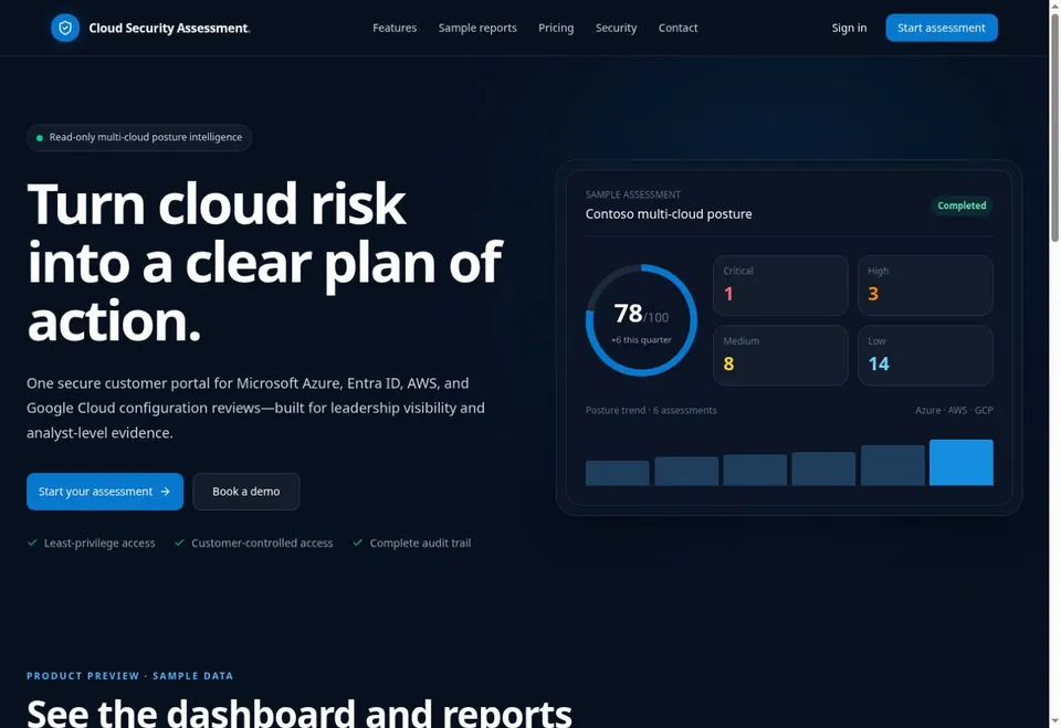 Cloud Security Assessment — homepage preview